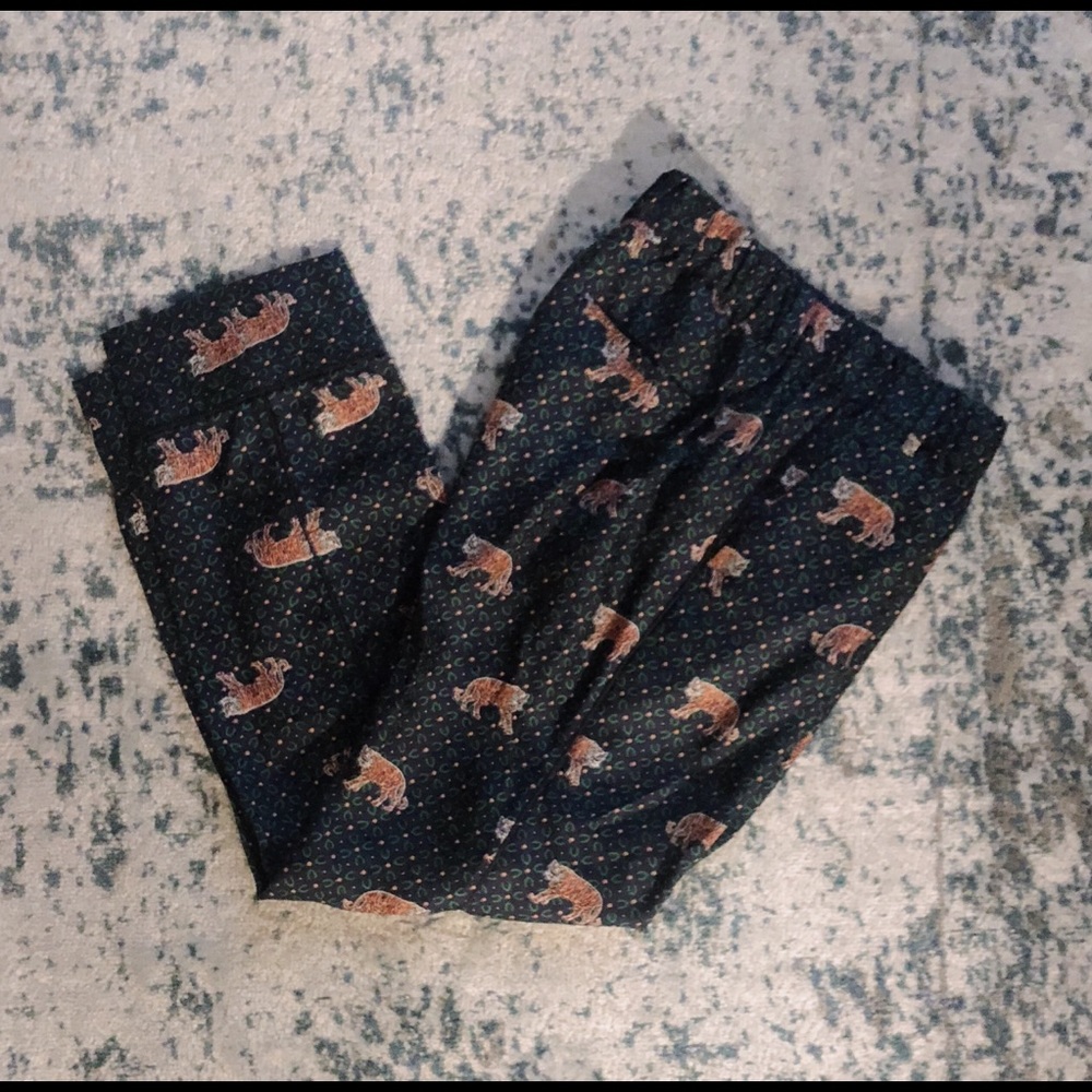 JCrew 100% silk tiger pattern pants